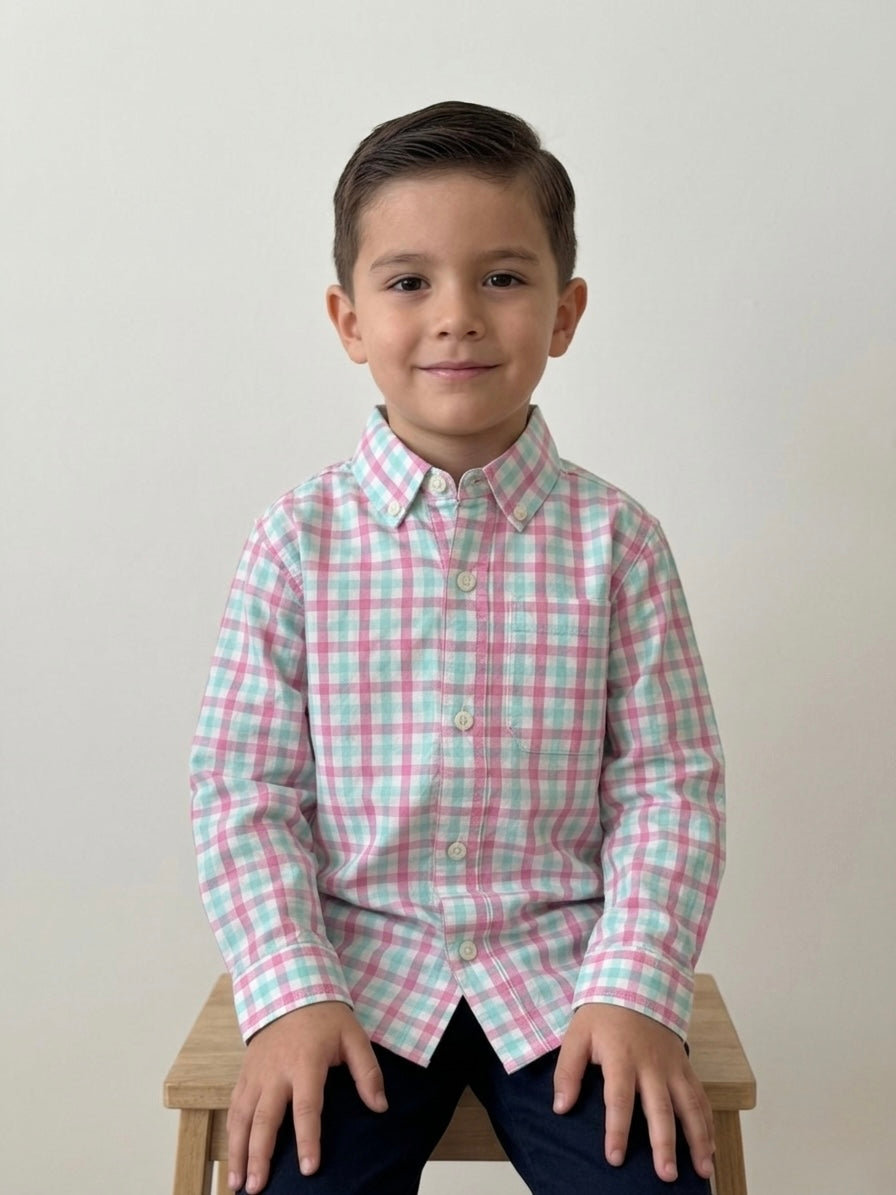 Camisa de botones manga larga cuadros