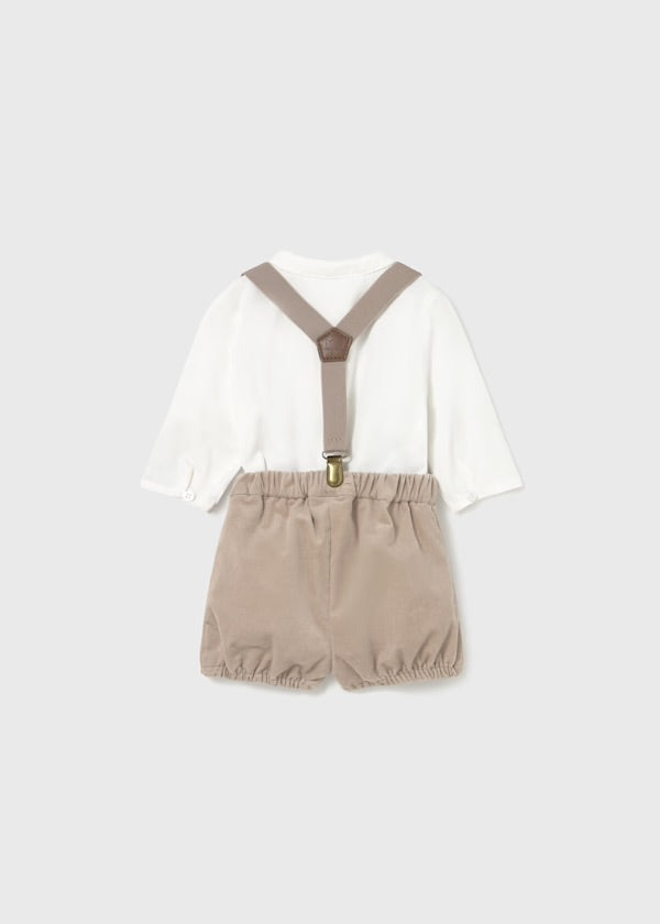 Conjunto bautismo beige de tirante