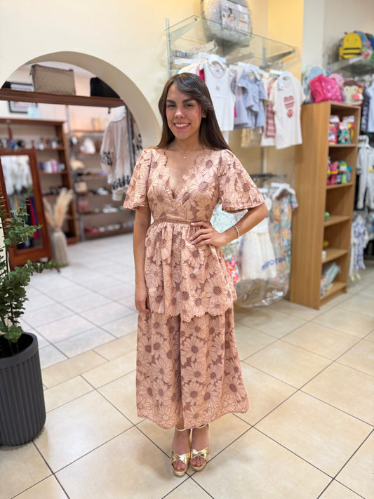 VESTIDO ROSA VIEJO DE FLORES