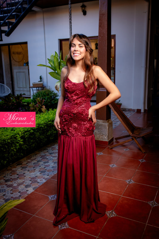 Vestido Burgundy Largo