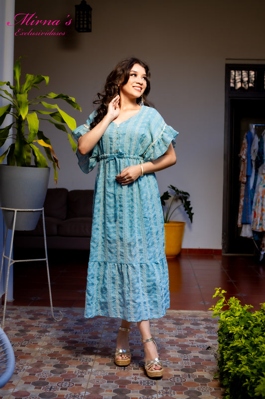 Vestido Midi Celeste Serena