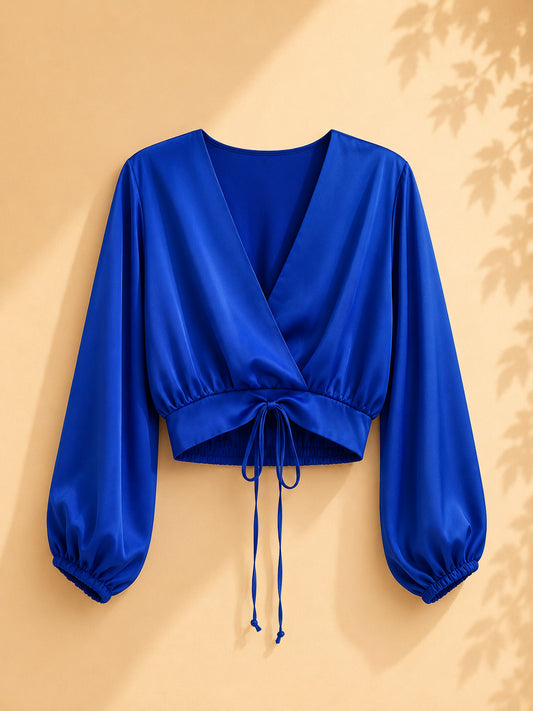 CAMISA AZUL METALICO ABIERTA DE ALFRETE MANGA LARGA