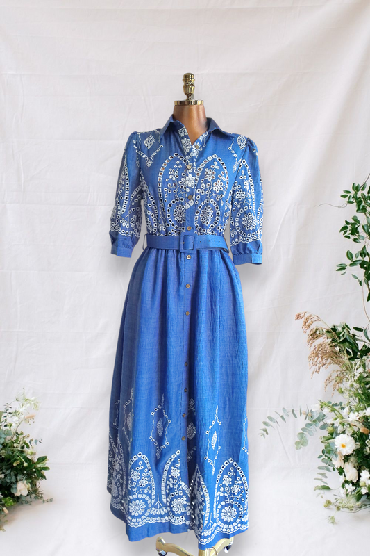 VESTIDO ESTILO JEANS SIN BORDADO BLANCO