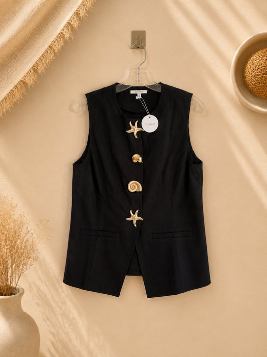 camisa sin mangas con botones marinos