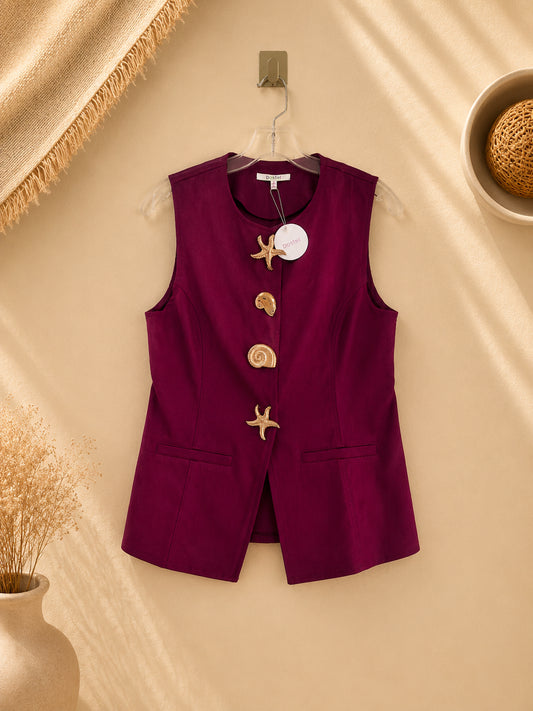 camisa sin mangas con botones marinos