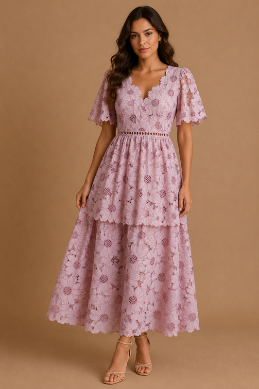 VESTIDO ROSA VIEJO DE FLORES