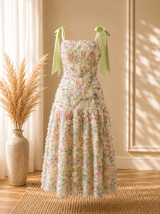 VESTIDO VERDE DE FLORES