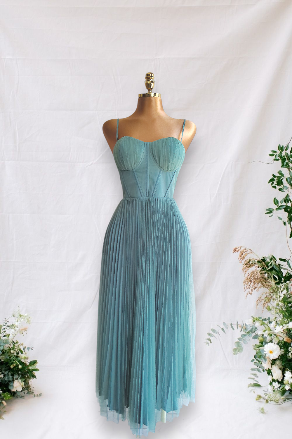 VESTIDO AQUA DE TIRANTES TIPO CORSET