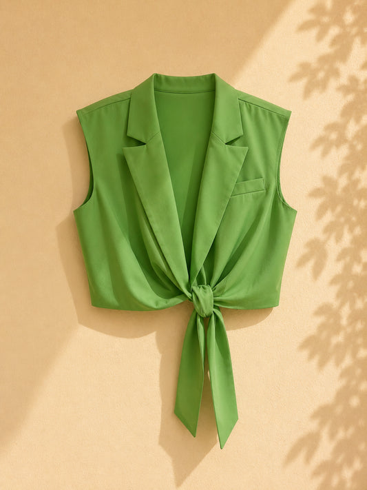 CAMISA VERDE ABIERTA DE AMARRE ABAJO