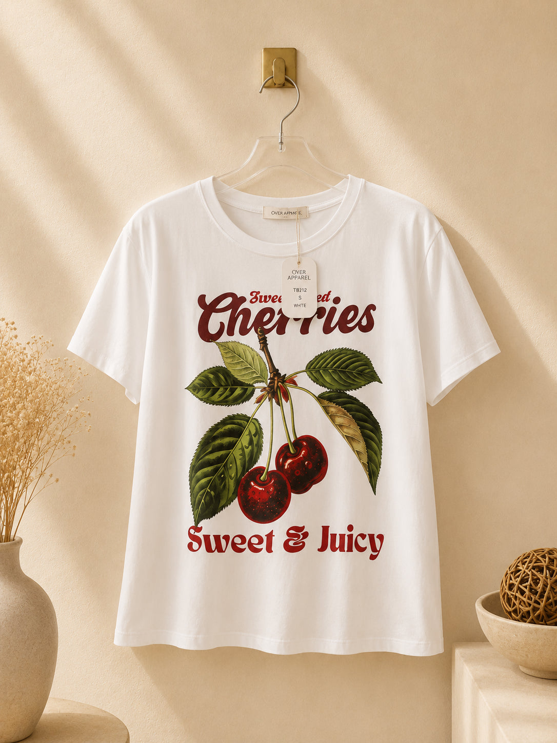 CAMISA NORMAL CON CEREZAS Y LETRAS