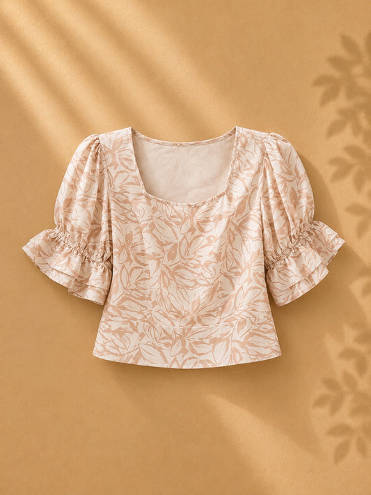 CAMISA DE BLANCA CON GARABATOS CAFÉ