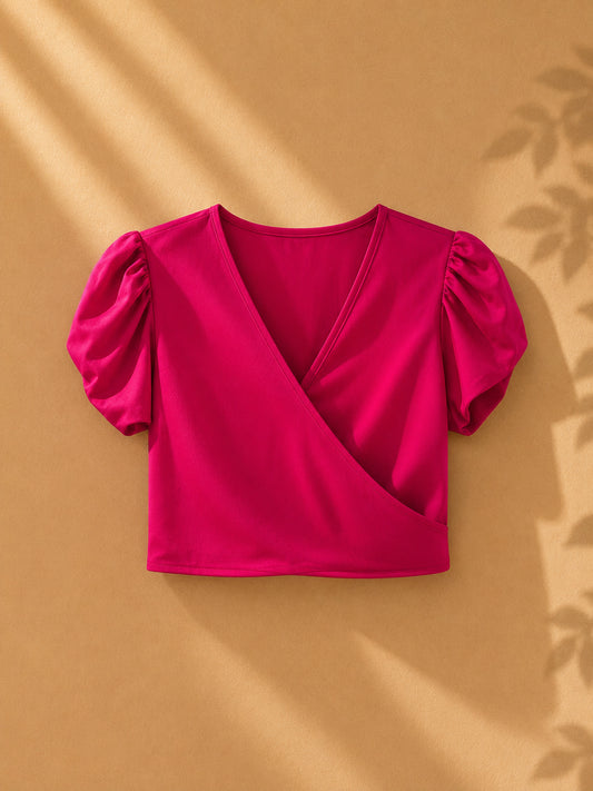 CAMISA ROSA METALIZADO CRUZADA AL FRENTE