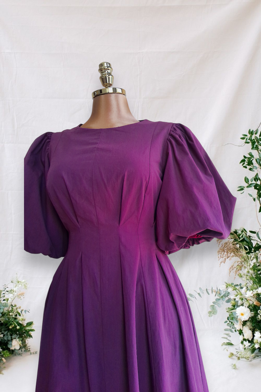 VESTIDO OCRE MANGAS BONBACHAS