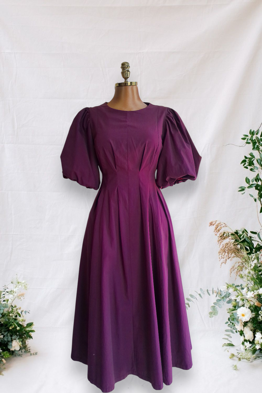 VESTIDO OCRE MANGAS BONBACHAS