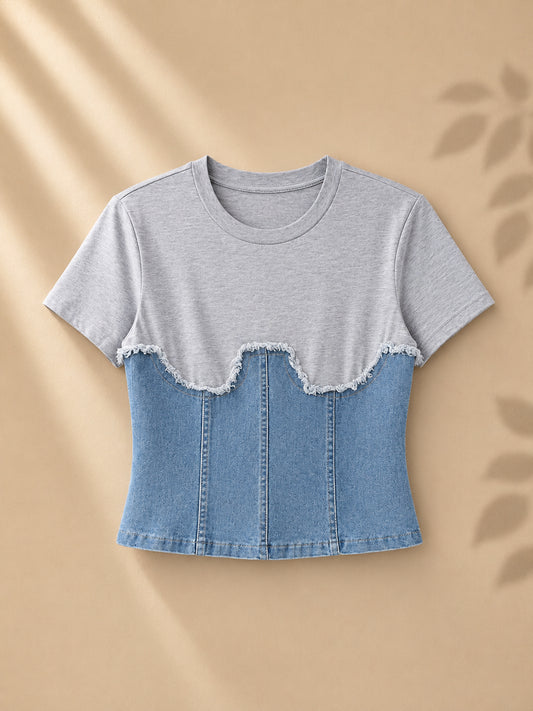 CAMISA GRIS CON PARTE DE ABAJO JEANS