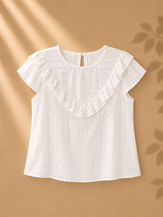 CAMISA BLANCA DE REVUELO EN V