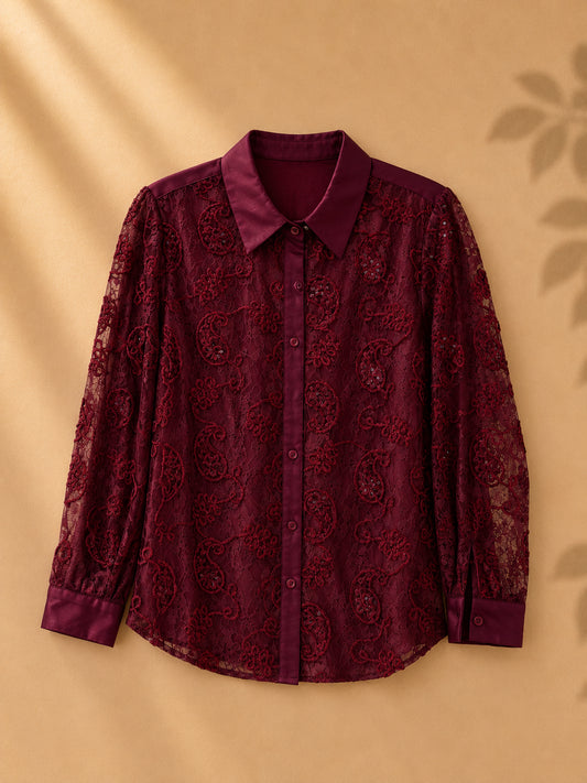 CAMISA FORMAL DE BORDADOS DE GAMUSA COLOR OCRE