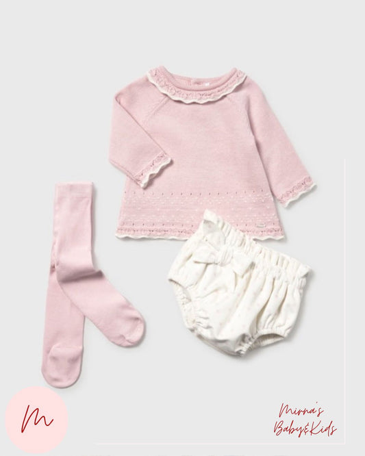 Conjunto rosa de 3pcs con medias